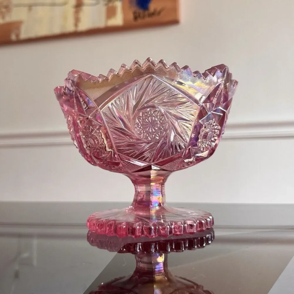 L.E. Smith | Dining | Le Smith Pink Carnival Whirling Star Compote ...
